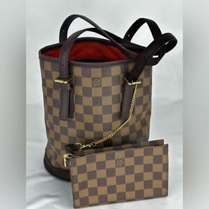 Louis Vuitton Damier Bucket Small Handbag with pochette